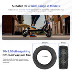 Silikonfyllt Offroad Däck 10*3 / 255*80 - Kukirin G2 Max / G3 Pro - Bild 13