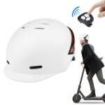 Smart cykelhjälm med fjärrstyrd blinkers – Elcykel / Elscooter (Vit) - Bild 6