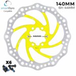 Bromsskiva 140 mm 6-bult för elscooter - Gul