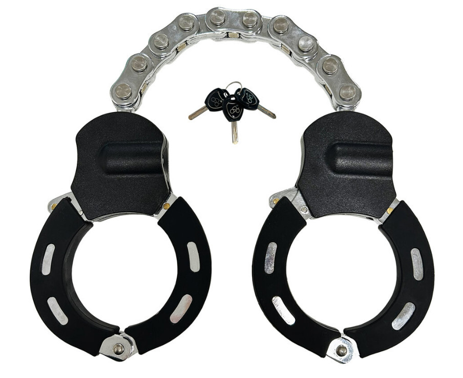 7082-2 Robust Handcuff lås i härdat stål till Elscooter / MC - Bild 1